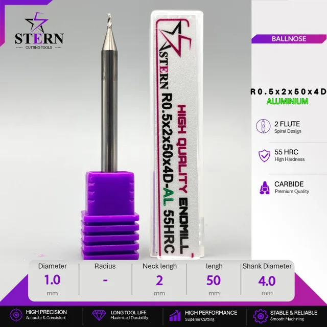 فرز انگشتی کارباید آلومینیوم بالنوز R0.5*2*50*4D STERN