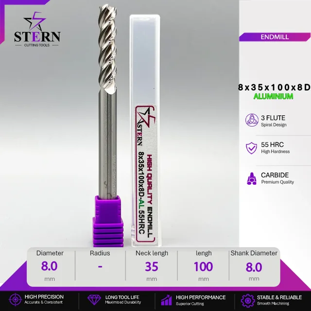 فرز انگشتی کارباید آلومینیوم سه پر STERN 8*35*1008D
