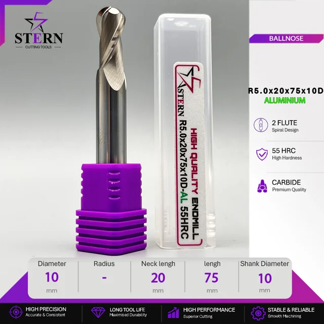 فرز انگشتی کارباید آلومینیوم بالنوز R5.0*20*75*10D STERN