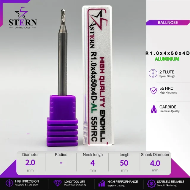 فرز انگشتی کارباید آلومینیوم بالنوز R1.0*4*50*4D STERN