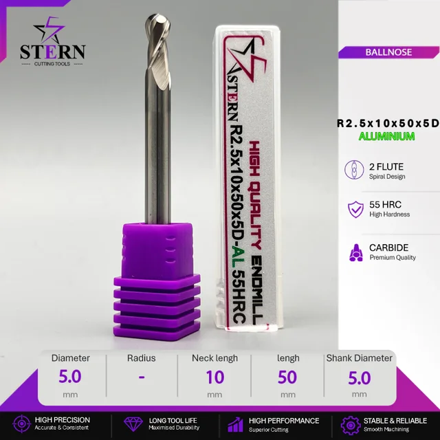 فرز انگشتی کارباید آلومینیوم بالنوز R2.5*10*50*5D STERN